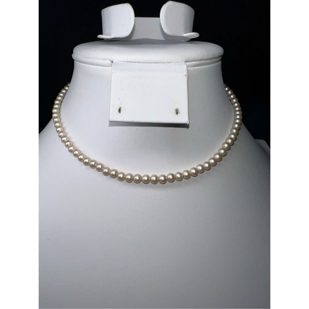Vintage Signed‎ Marvella Faux Pearl with Rhinestone Hook Necklace - Picture 2 of 9